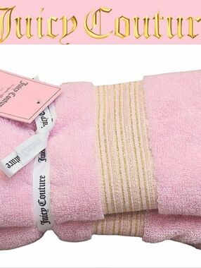 Juicy Couture Home Gold Embrodiered Stripe Hand Towel Set